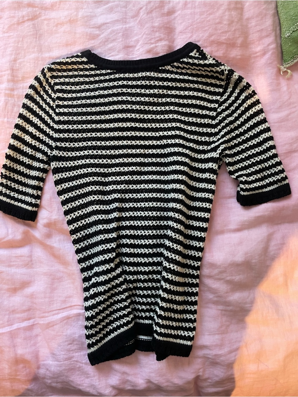 Zara Black and White Open-Knit Striped Sweater